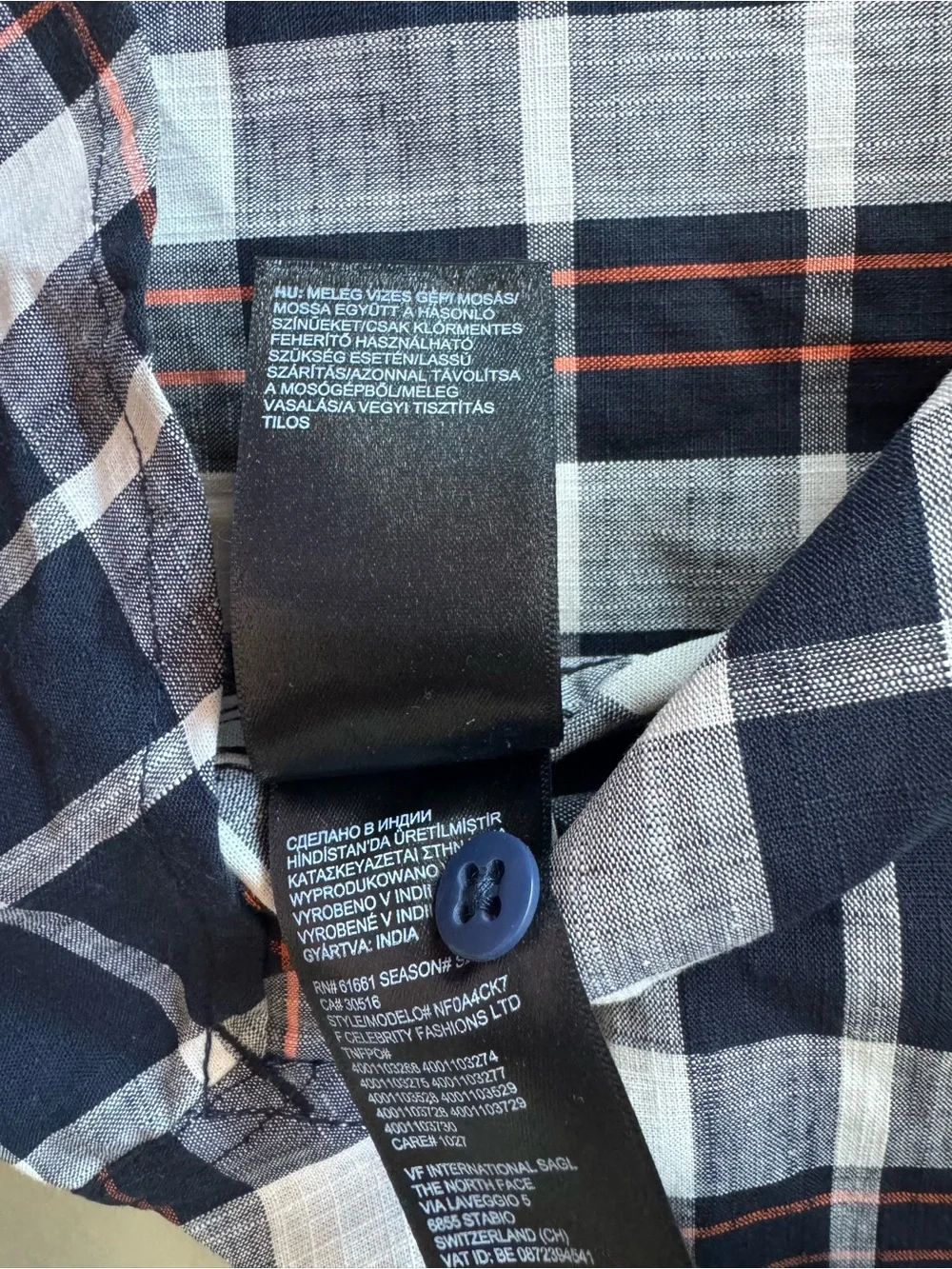NWT The North Face Men’s Navy & White Plaid Short-Sleeve Shirt XXL